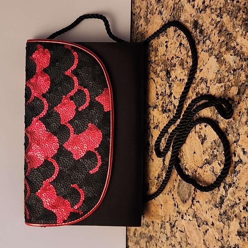 CAPARROS Sequined Clutch With Shouler Strap